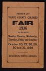 Premium list : Vance County Colored Fair, 1936 